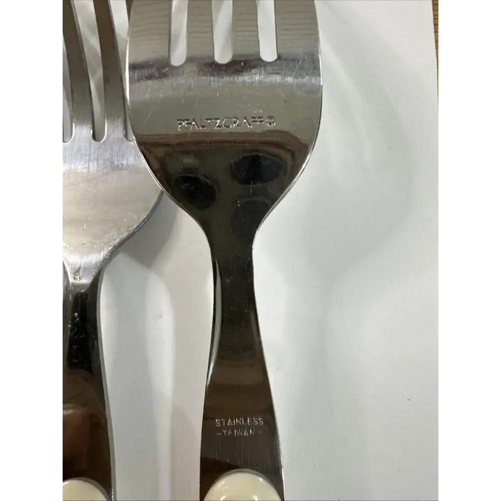 6 Vintage 1980s/1990s Pfaltzgraff Aura Pink Dinner Forks Flatware